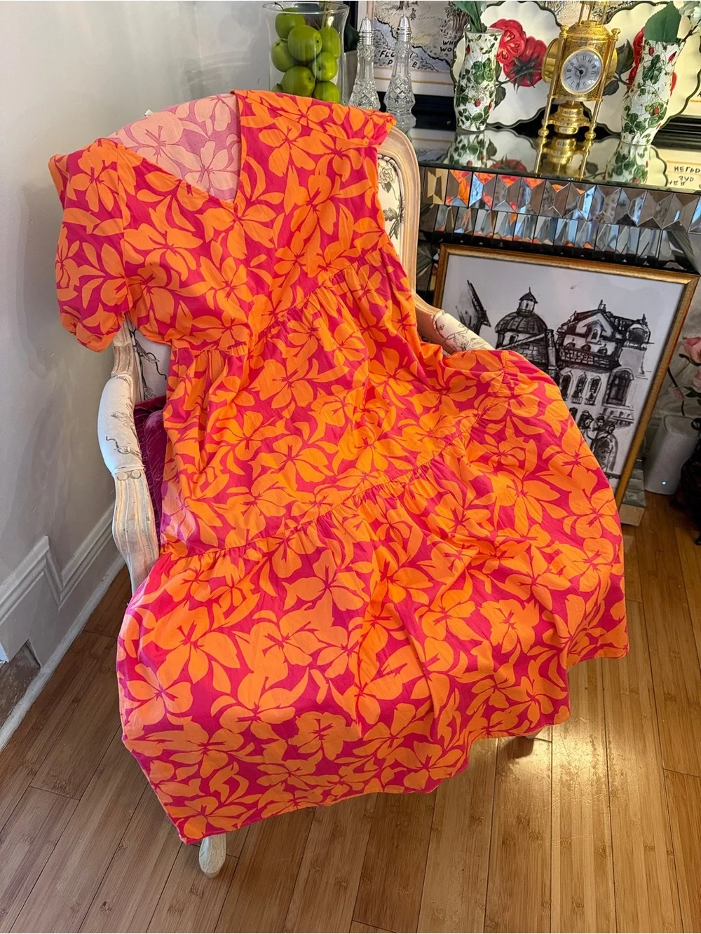 J. Crew Pink and Orange Floral Shift Dress